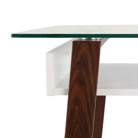 Lumisource Duke Desk in Walnut Metal, White Wood, and Clear Glass OFD-DUKE LBNW